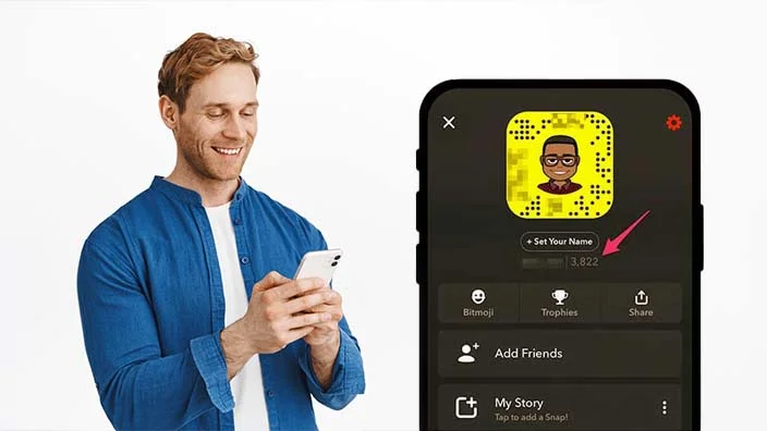 showing a man looking snap score of a friend from his list