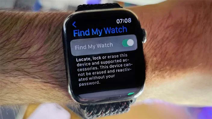 showing option of find my on apple watch