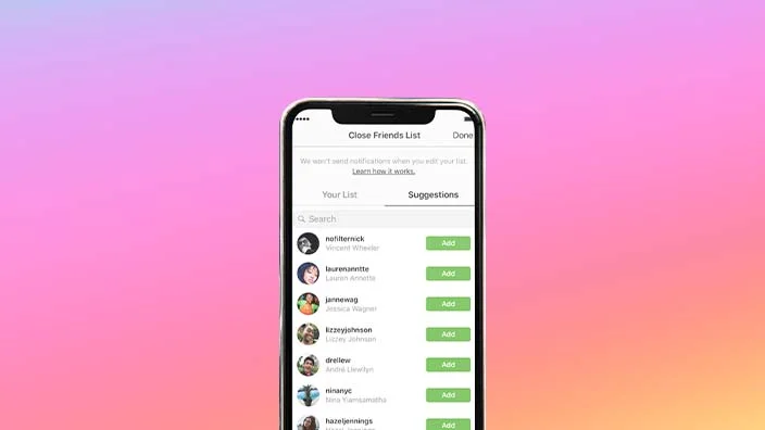 instagram close friend list